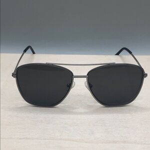 Nicole Miller Carmel C03 Matte Silver Gunmetal Pilot Sunglasses 57-14-140 UNISEX